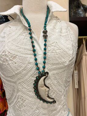 Handmade Mexican Moon Face Statement Necklace